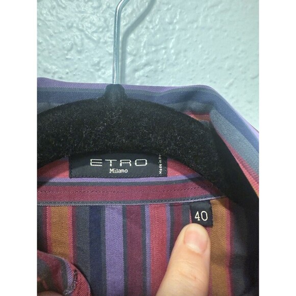 Etro Striped Long Sleeve Button-Up Top Size 40 - Picture 5 of 5